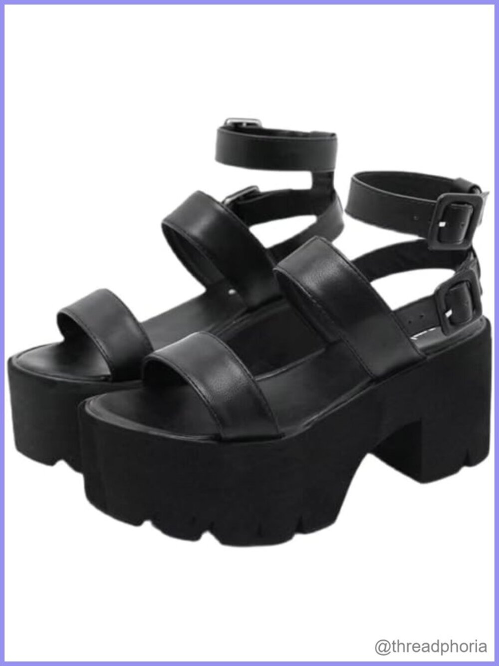 Women's Gothic Platform Sandals Ankle Strap Chunky High Heels Open Toe